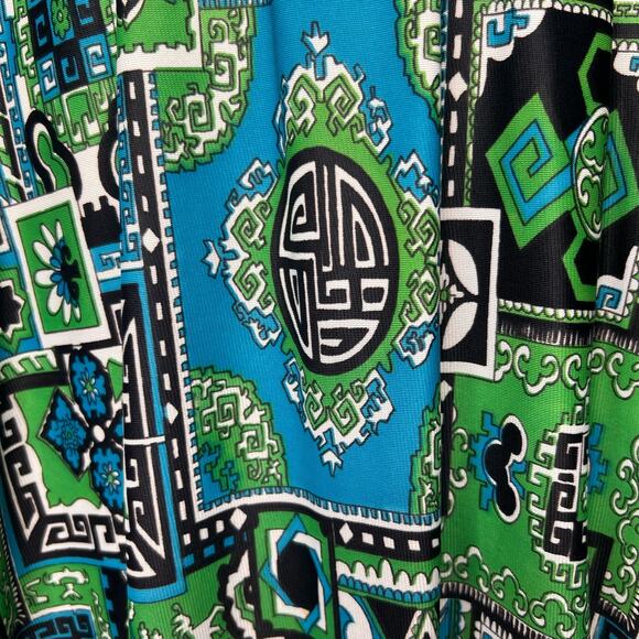 Vintage 70s Size Large Mod Maxi Dress Long Sleeve Evening Gown Modest Boho - Picture 9 of 11